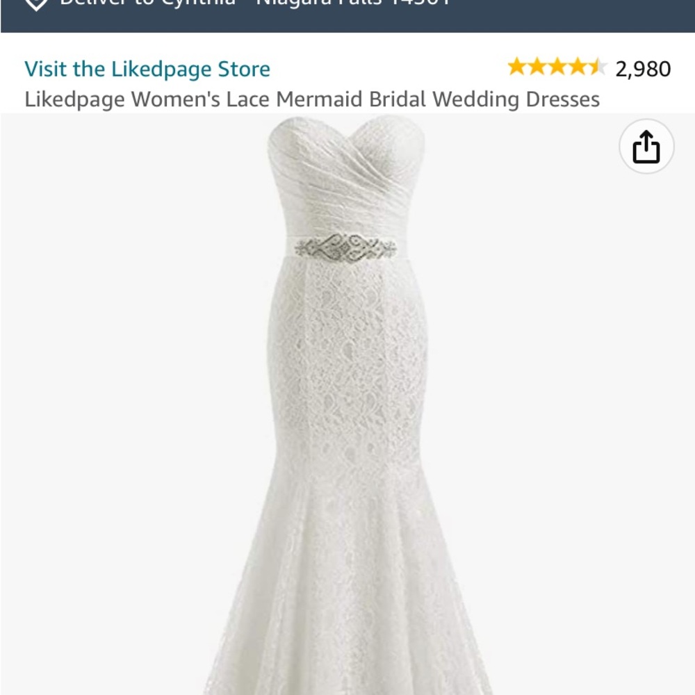 Lace mermaid we’d dress size 4. Never worn beautiful.